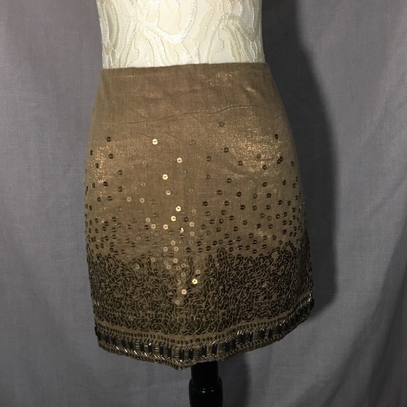 NWT Jennifer Lopez JLO Gold Sequent Skirt - Picture 2 of 3